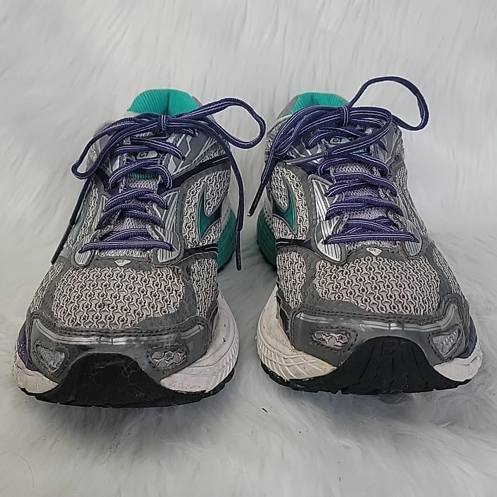 BROOKS Ghost 7 Gray Teal Lace Up Running Athletic Active Performance Sneaker 9.5